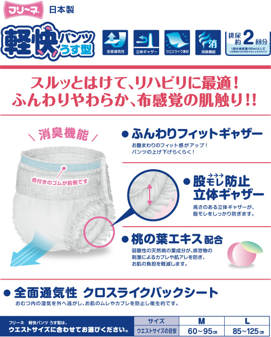 軽快パンツ うす型 | フリーネ 介護用製品 | 特殊吸収体のパイオニア